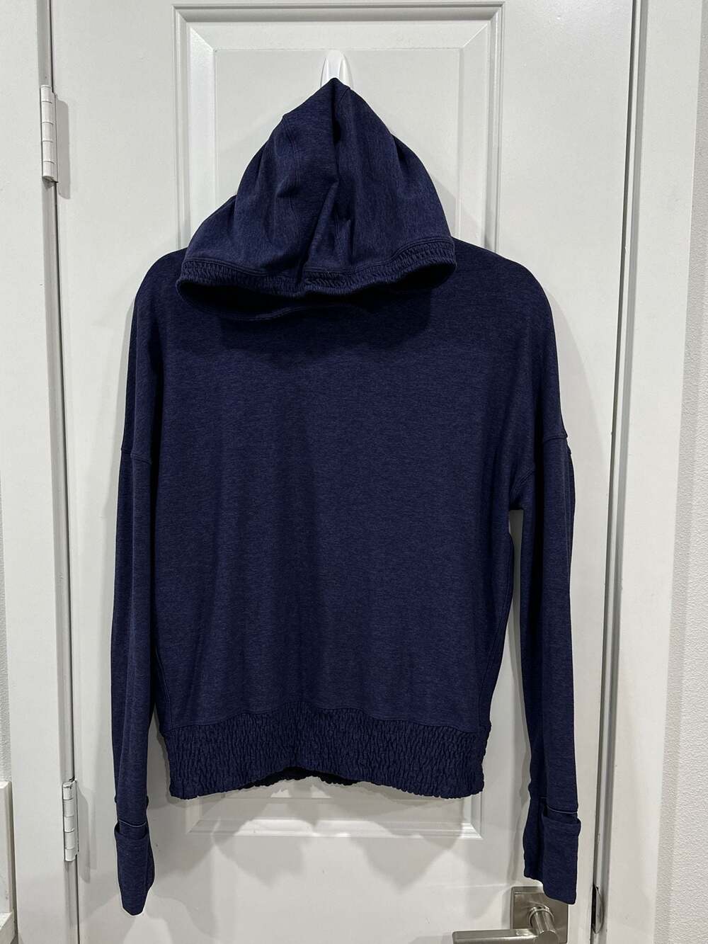 Lululemon Navy Blue Zen Garden Pullover Hoodie with Smocked Hem